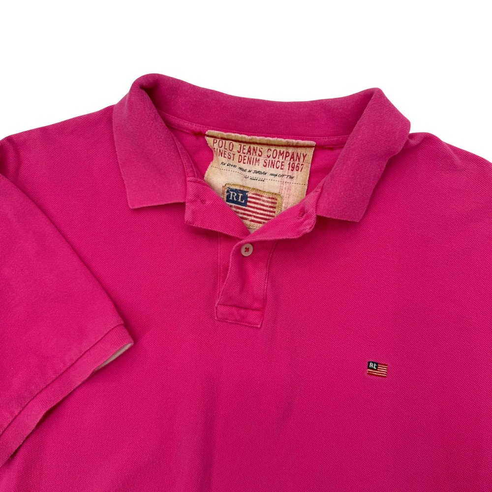 Polo Jeans Company‎ Ralph Lauren Weathered Pique Polo Shirt Mens Large Pink